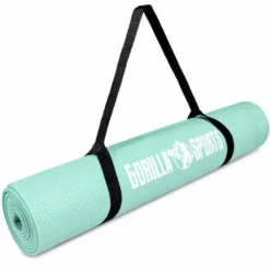Gorilla Sports Yogamatte PVC mit Tragegurt 60 cm Breite und 0,5 cm Dicke Coral Hot