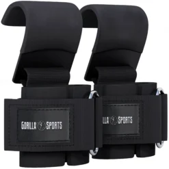 Gorilla Sports Zughilfen 2er Set mit Haken Schwarz / Silber Online